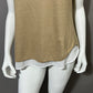 Linen Ecru Tan Shimmer Linen Mixed Media Sleeveless Shell Tank Top Sz-Large