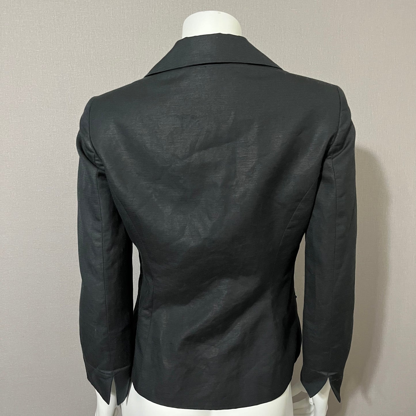 Vintage Anne Klein Black Zip Up Linen/Cotton Jacket Sz-4