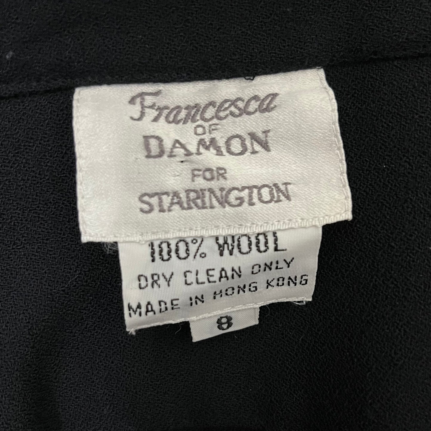 Vintage Francesca of Damon Black Wool Classic Dress Sz-8