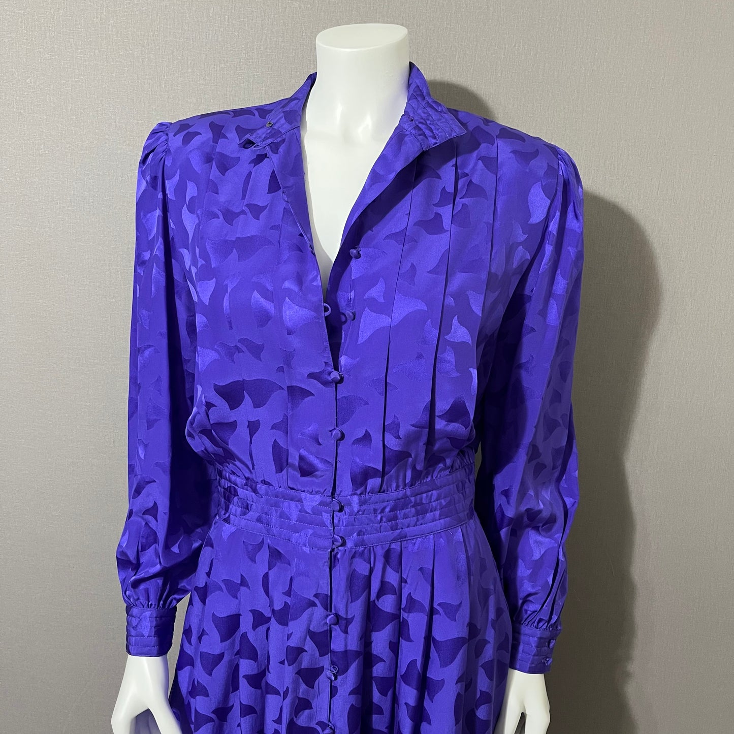 Vintage HR Milan Purple Long Sleeve Silk Dress Sz-Medium/Large