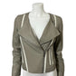 BB Dakota Taupe/White Asymmetrical Leather Jacket Sz-Small