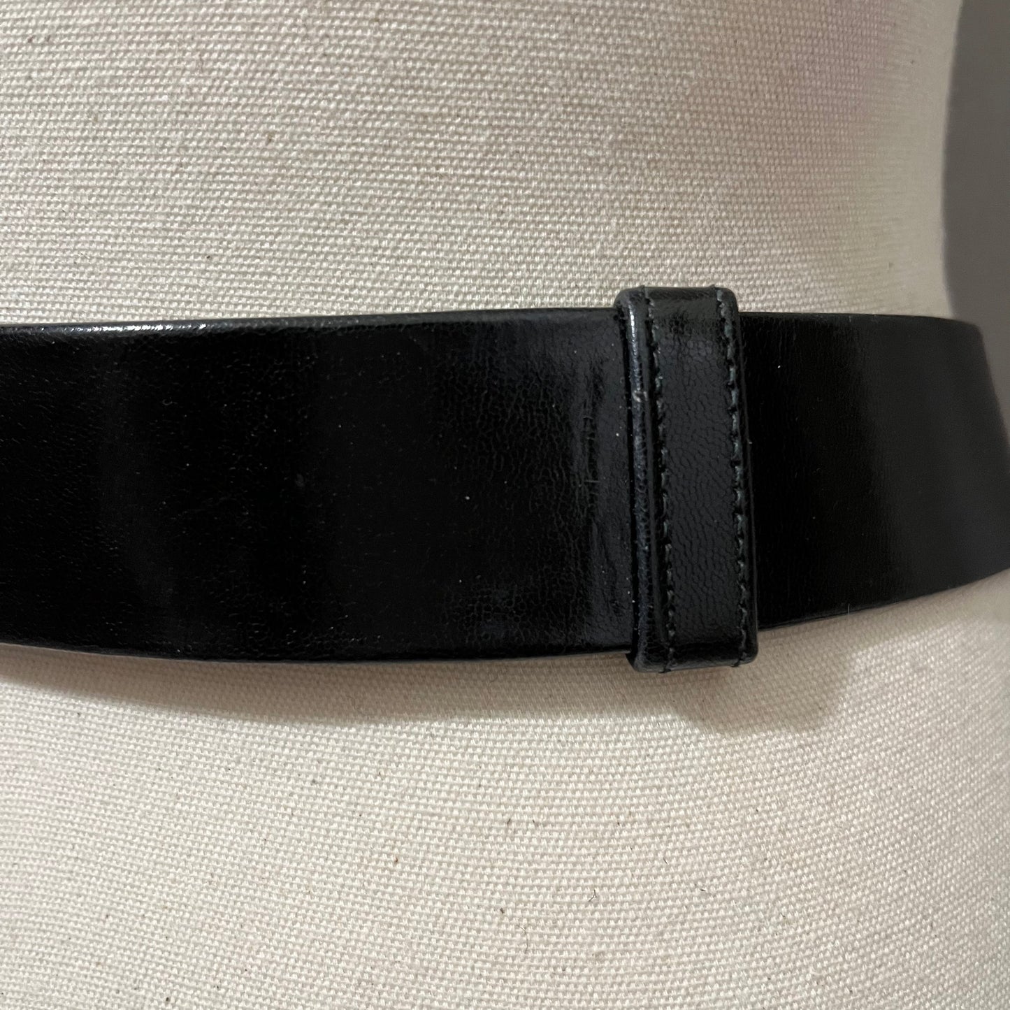 Vintage Black Leather With Gold Floral Buckle Adjustable Belt Sz-Small/Large