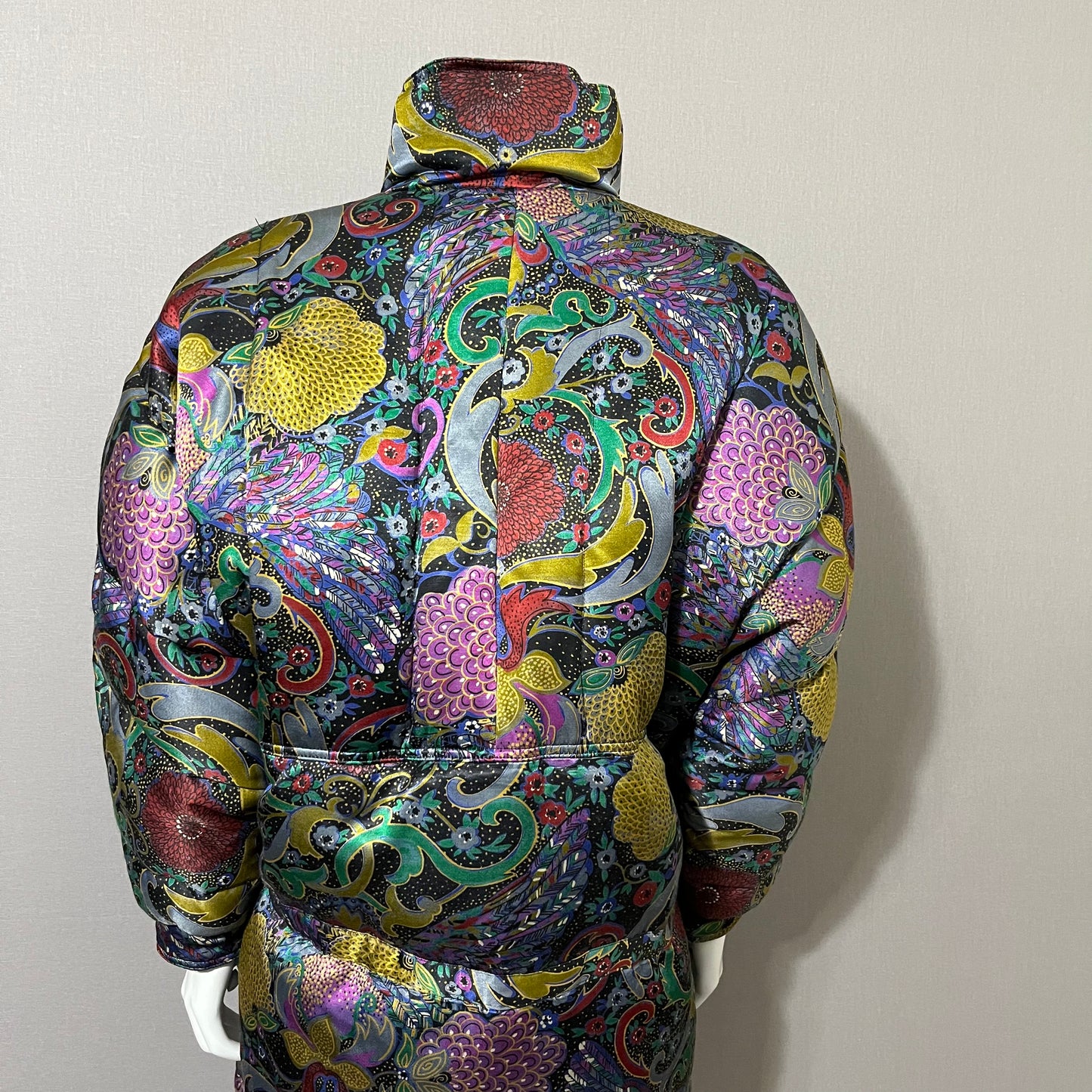 Vintage Bill Blass Paisley Peacock Feather Down Winter Coat Sz-Medium