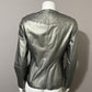 Leather Chi Silver Metallic Artsy Print Rare Moto Leather Jacket Sz-Xtra Small