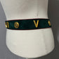 Vintage Rare Escada Roman Numeral Green Suede Leather Belt Sz-40