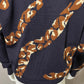 Vintage Escada Navy Pure Wool Print Turtleneck Sweater Sz- Medium/Large