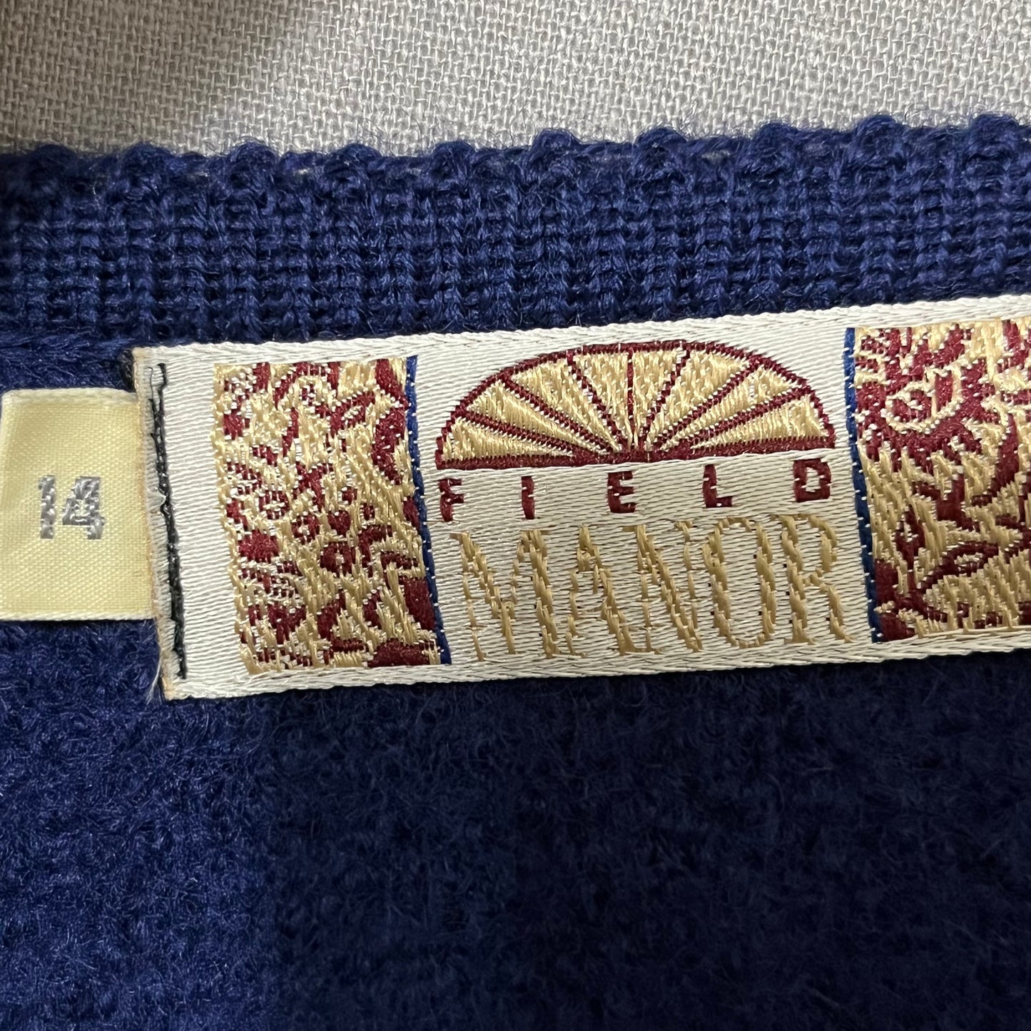 Vintage Field Manor Blue Boiled Wool Sweater Sz-14