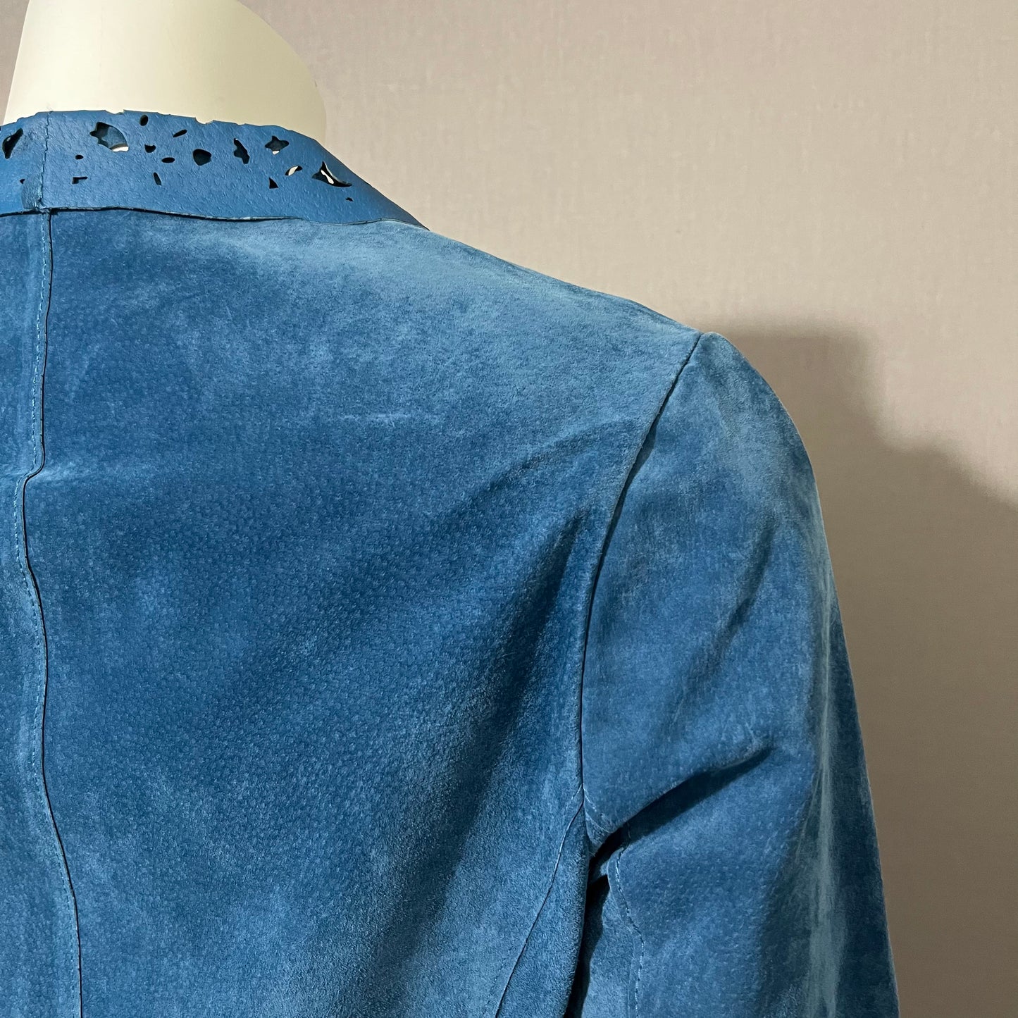 Vintage CHI by Carlos Falchi Blue Suede Leather Jacket Sz-Xtra Small