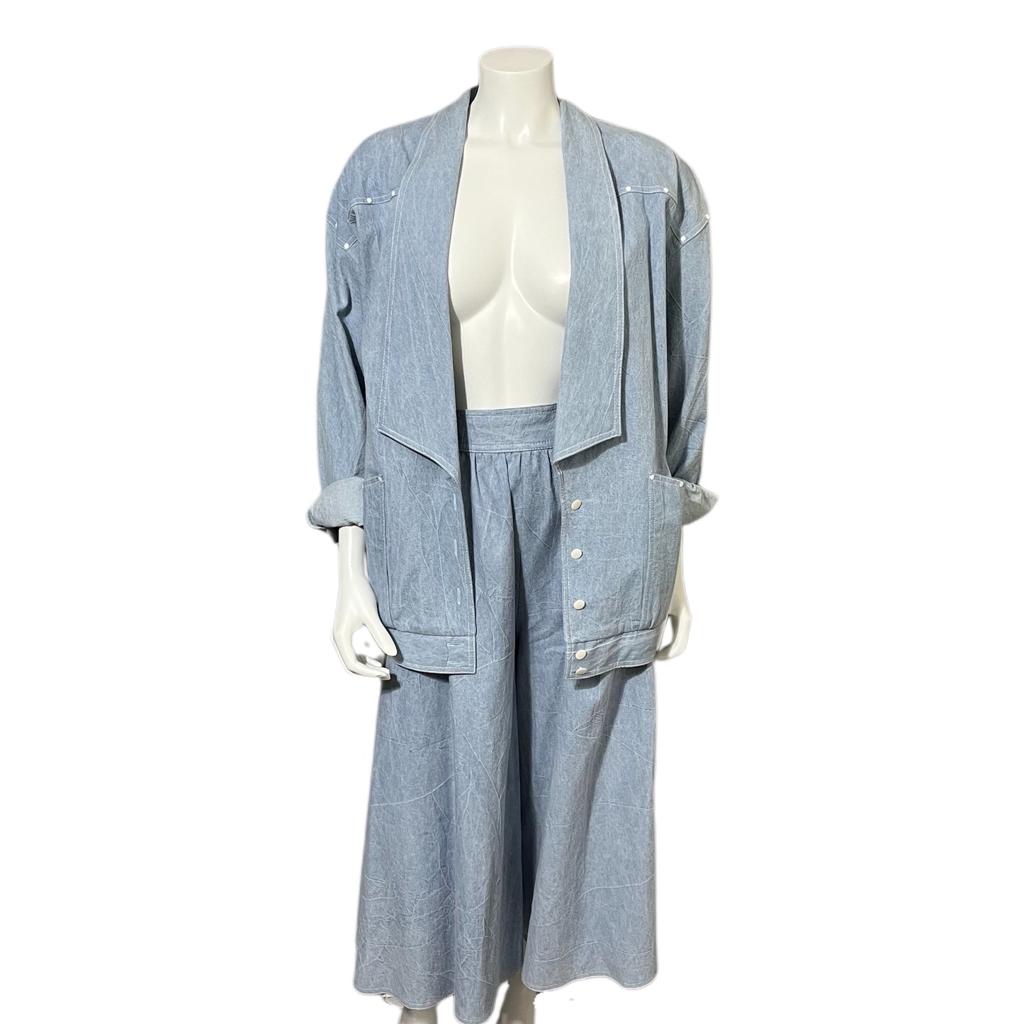 Vintage Caron Components Denim Jacket/Culottes 2pc Set Sz-Medium