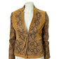 Vintage CHI-Carlos Falchi Brown Snake Scale Print Suede Leather Jacket Sz-Xtra Small