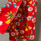 Vintage Floral Red Wrap Maxi Cotton Skirt Sz-Xtra Large