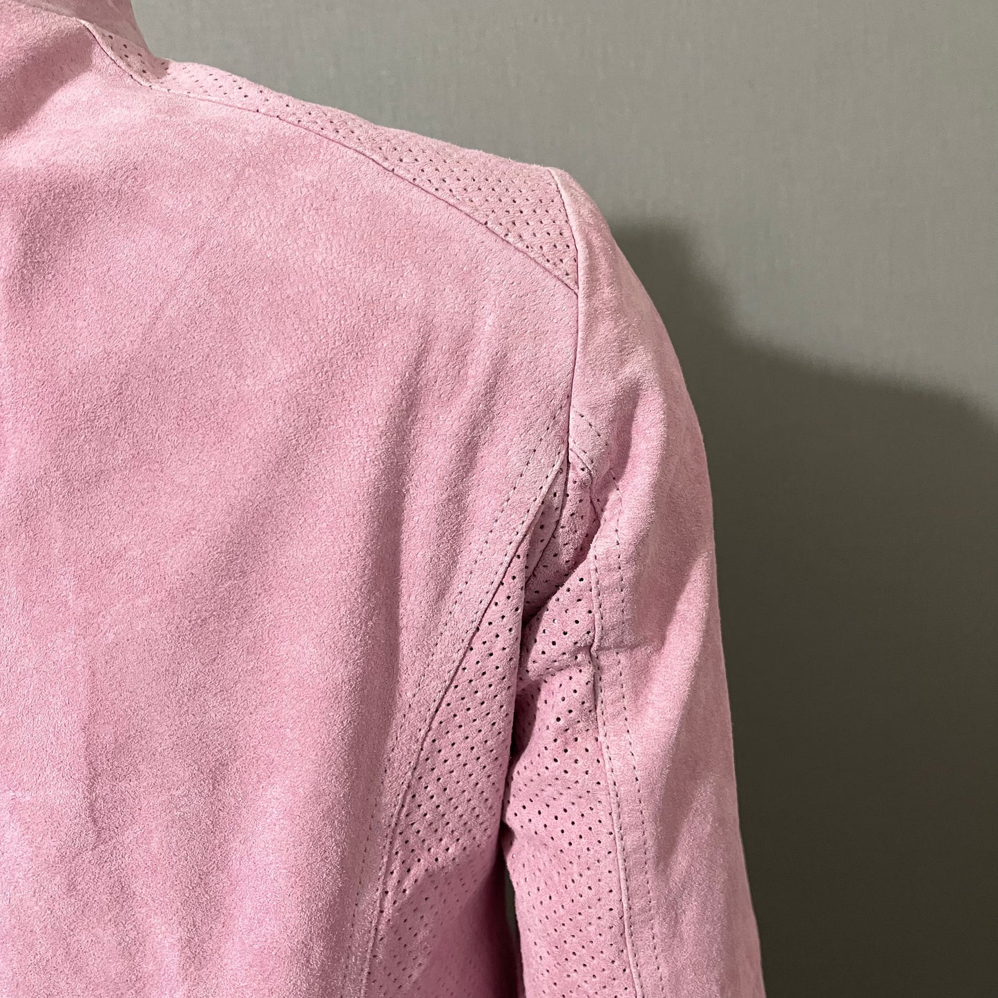 Vintage Pink Suede Leather Jacket Sz-Xtra Small