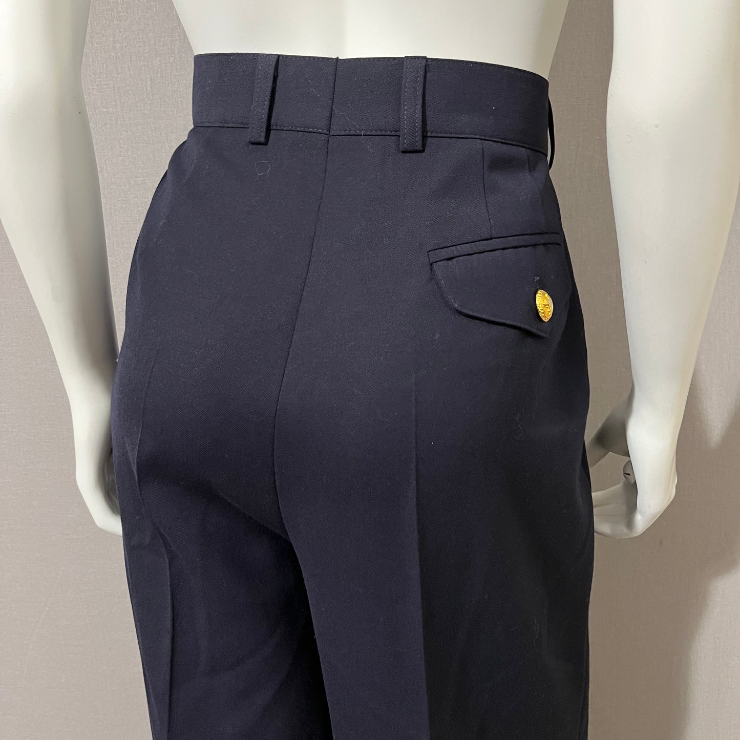 Vintage Escada Navy New Wool High Waisted Classic Pleated Pants Sz-42 Large