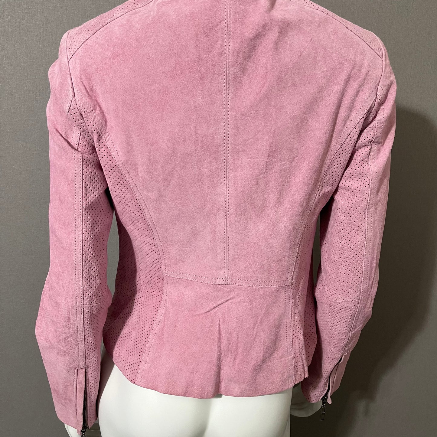 Vintage Pink Suede Leather Jacket Sz-Xtra Small