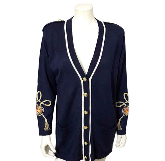 Vintage Jason Maxwell Nautical Preppy Lightweight Cardigan Sz-Medium