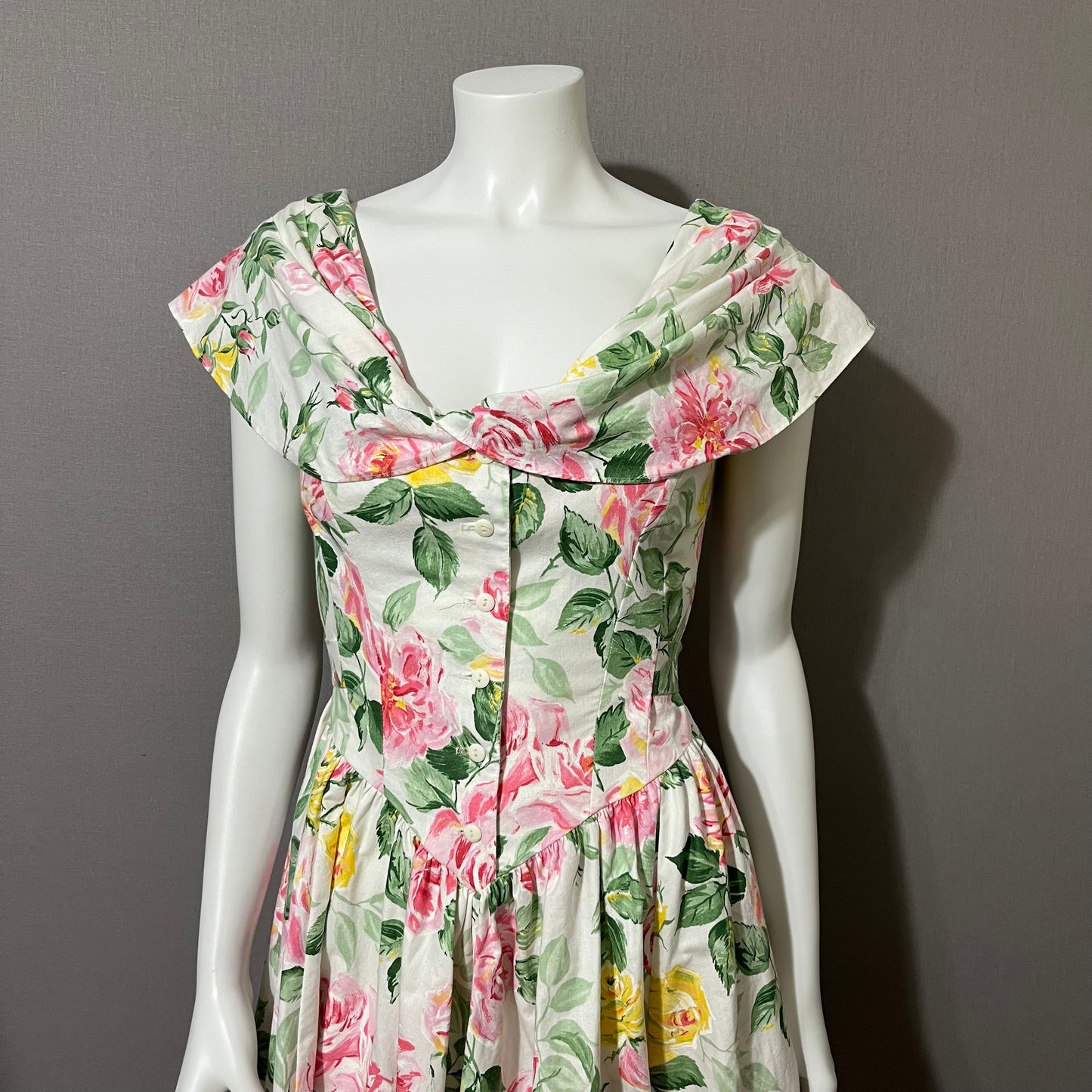 Vintage Expo Petite Floral Tea Party 100% Cotton Summer Dress Sz-6