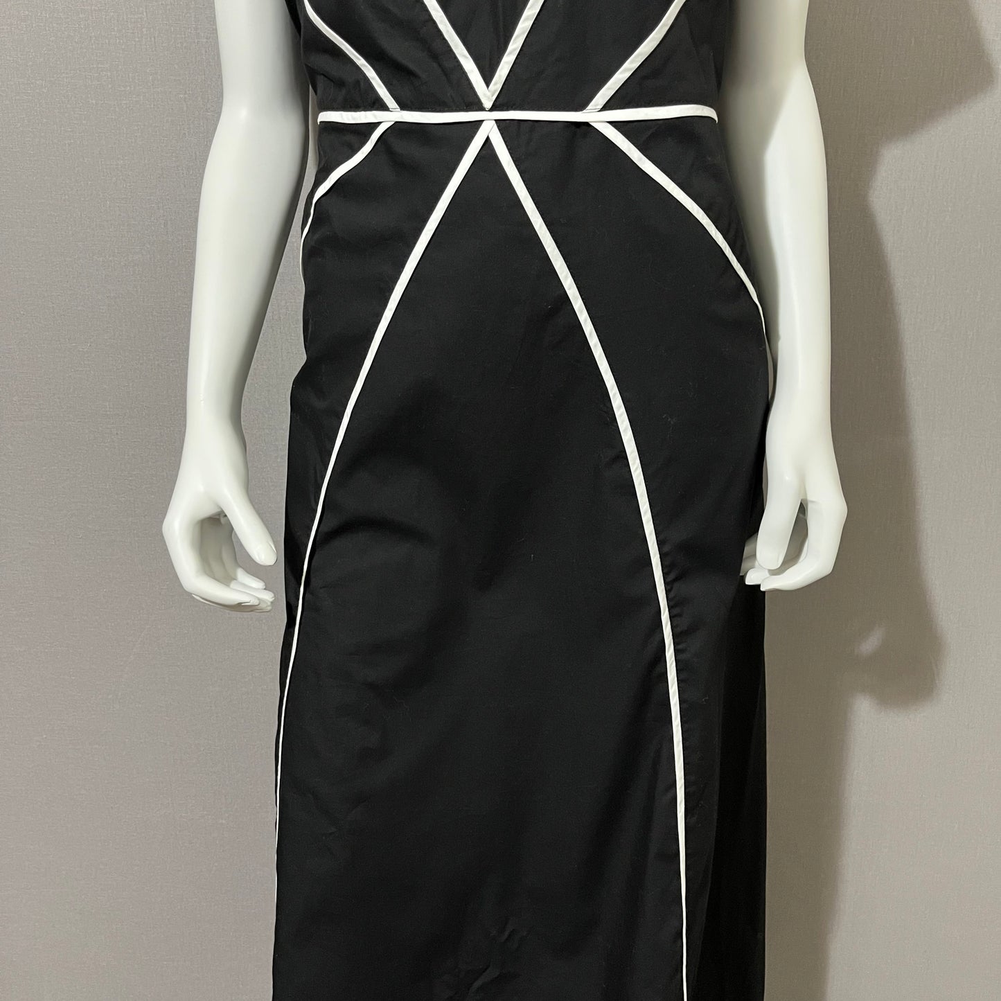 Eshakti Bkack Cotton With Geometric Lines Dress Sz- 18W