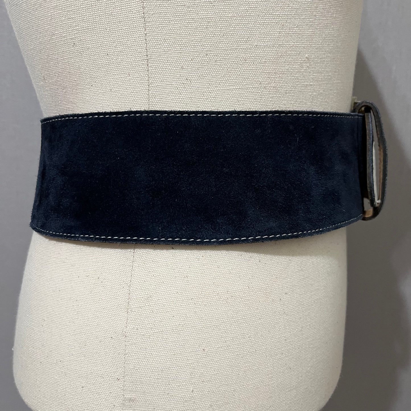 Vintage Johnny Farah Black/ White Cowhide Suede Leather Belt Sz-Small