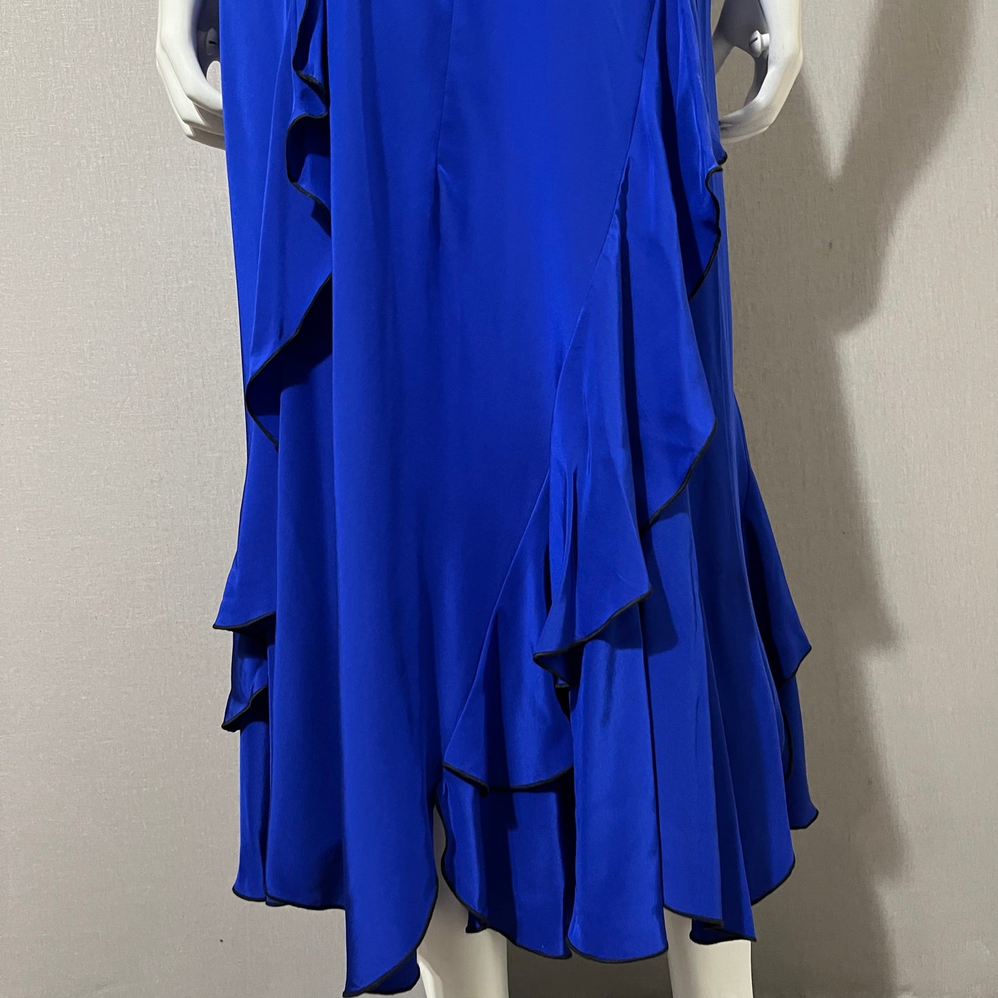 Vintage Cobalt Blue Ruffle Maxi Length Skirt Sz-Small