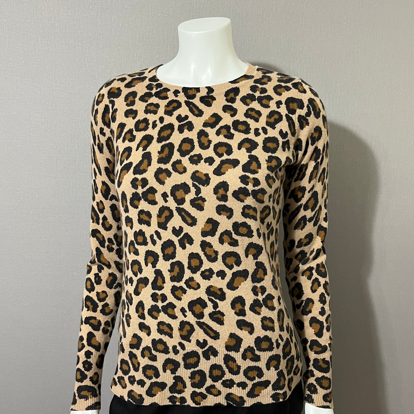 Cashmere Cynthia Rowley Leopard Print Crewneck Sweater Sz-Small