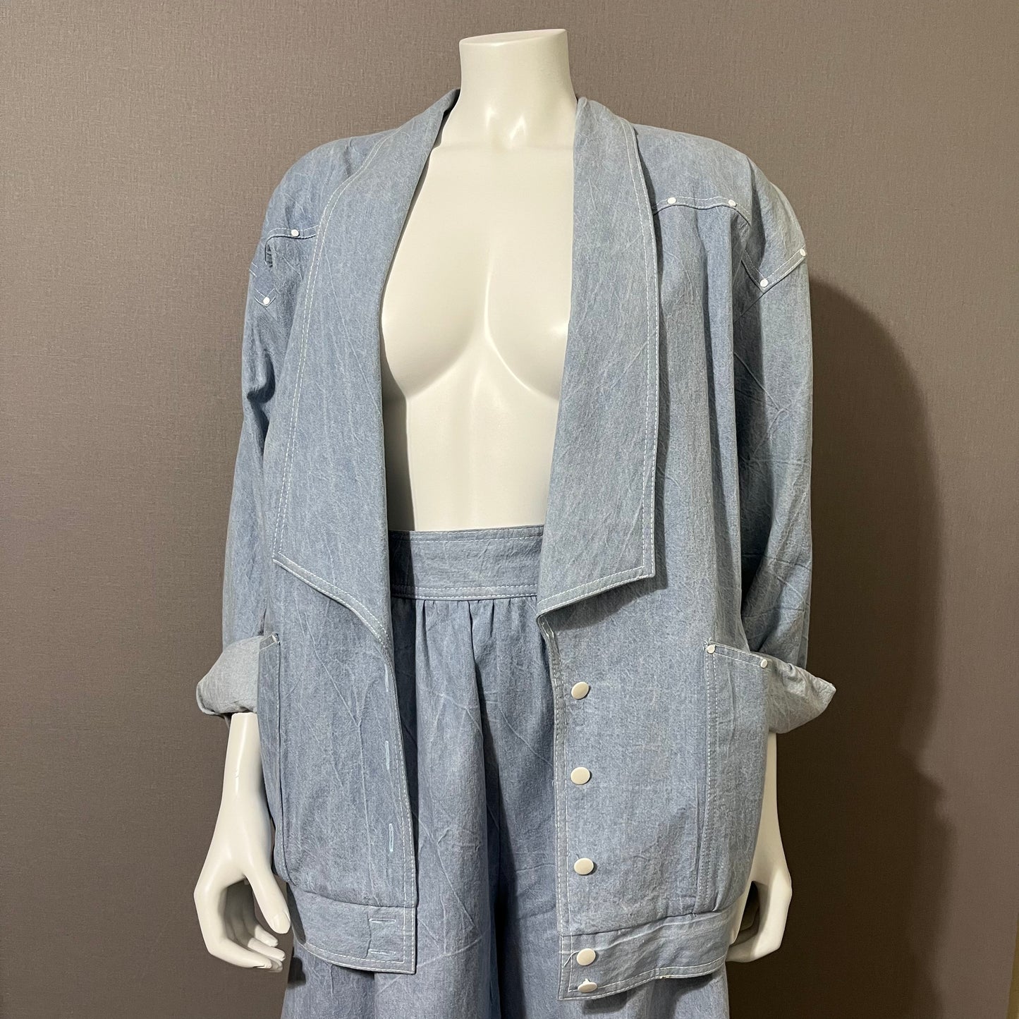 Vintage Caron Components Denim Jacket/Culottes 2pc Set Sz-Medium