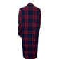 Wool Branigan Weavers Plaid Burgundy/Navy Longline Coat Sz-Small