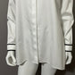 Chico’s White With Black Trim Button Down Shirt Sz-1 Medium-Large