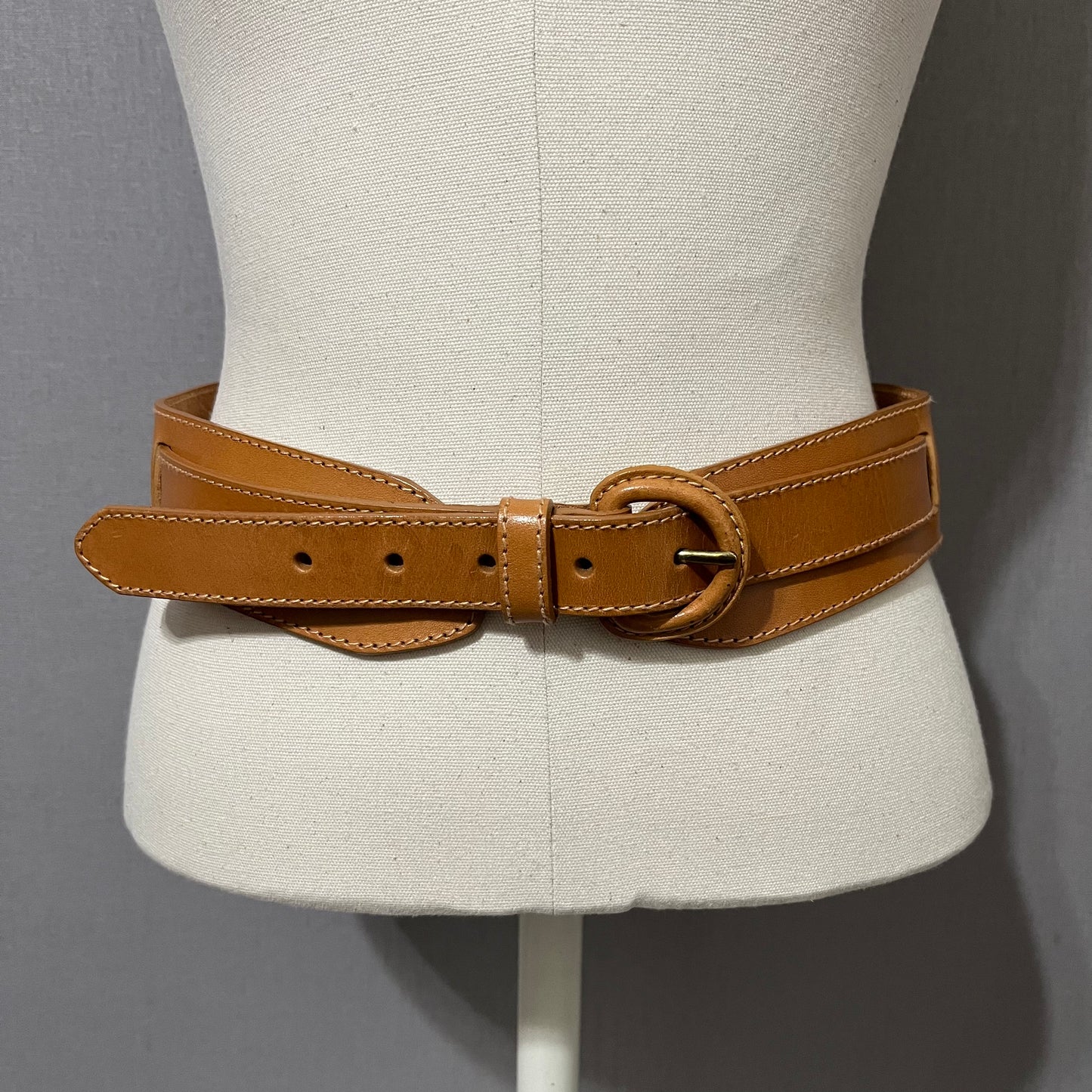 Vintage Anne Klein Camel Brown Genuine Leather Belt Sz-Large