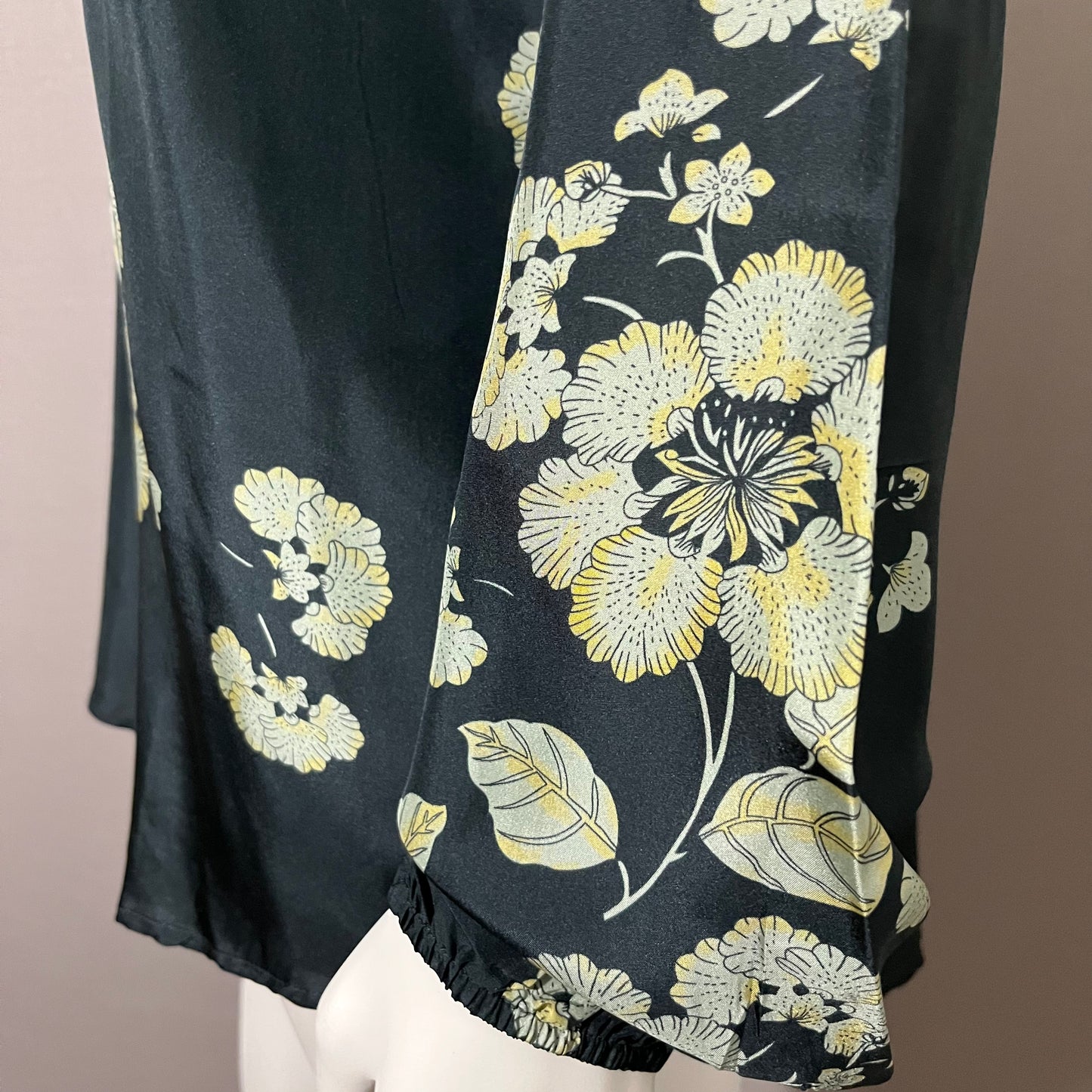 Sundance Green Floral Print Silk Blouse Sz-Large