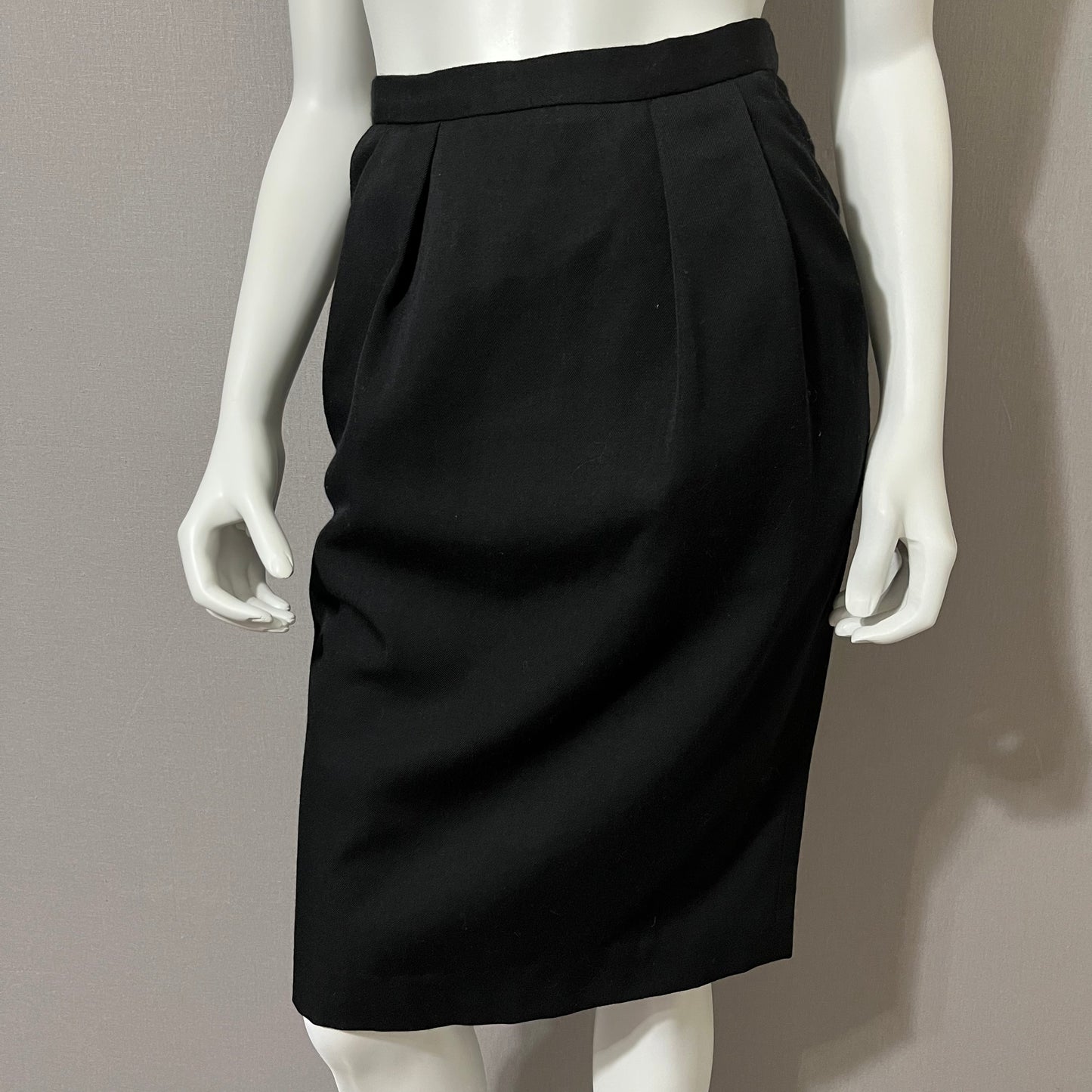 Vintage J.H. Collectibles Black Wool Pencil Skirt Sz-6