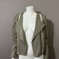 BB Dakota Taupe/White Asymmetrical Leather Jacket Sz-Small