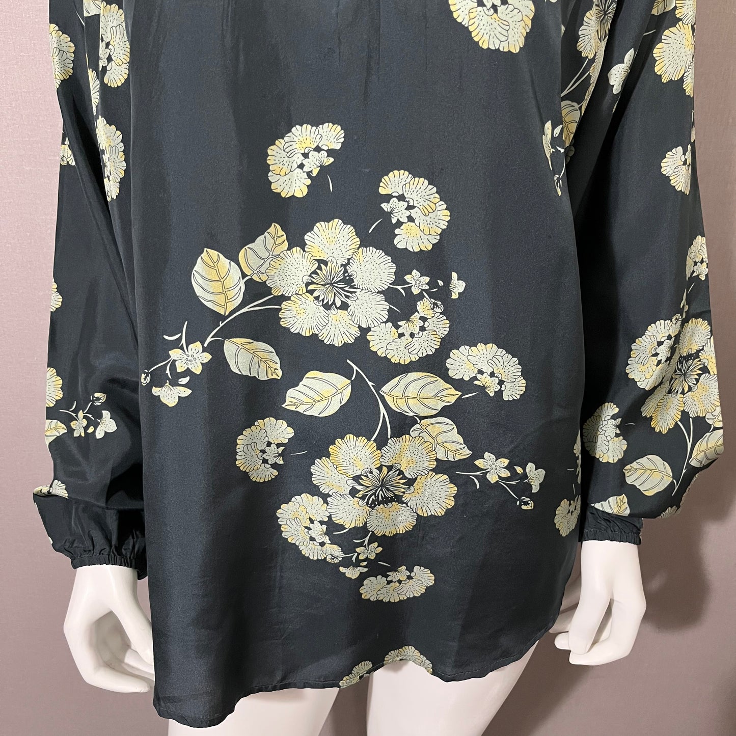 Sundance Green Floral Print Silk Blouse Sz-Large