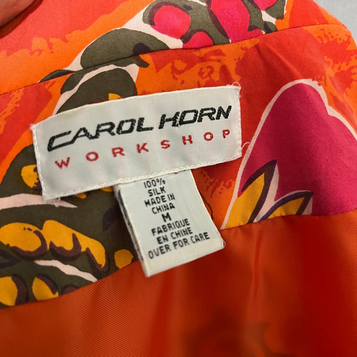 Vintage Carol Horn Orange Silk Sea Shell Blazer Sz-Medium