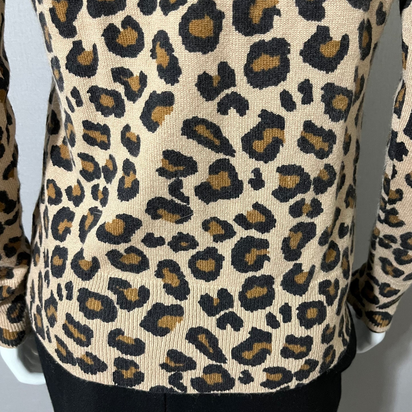 Cashmere Cynthia Rowley Leopard Print Crewneck Sweater Sz-Small