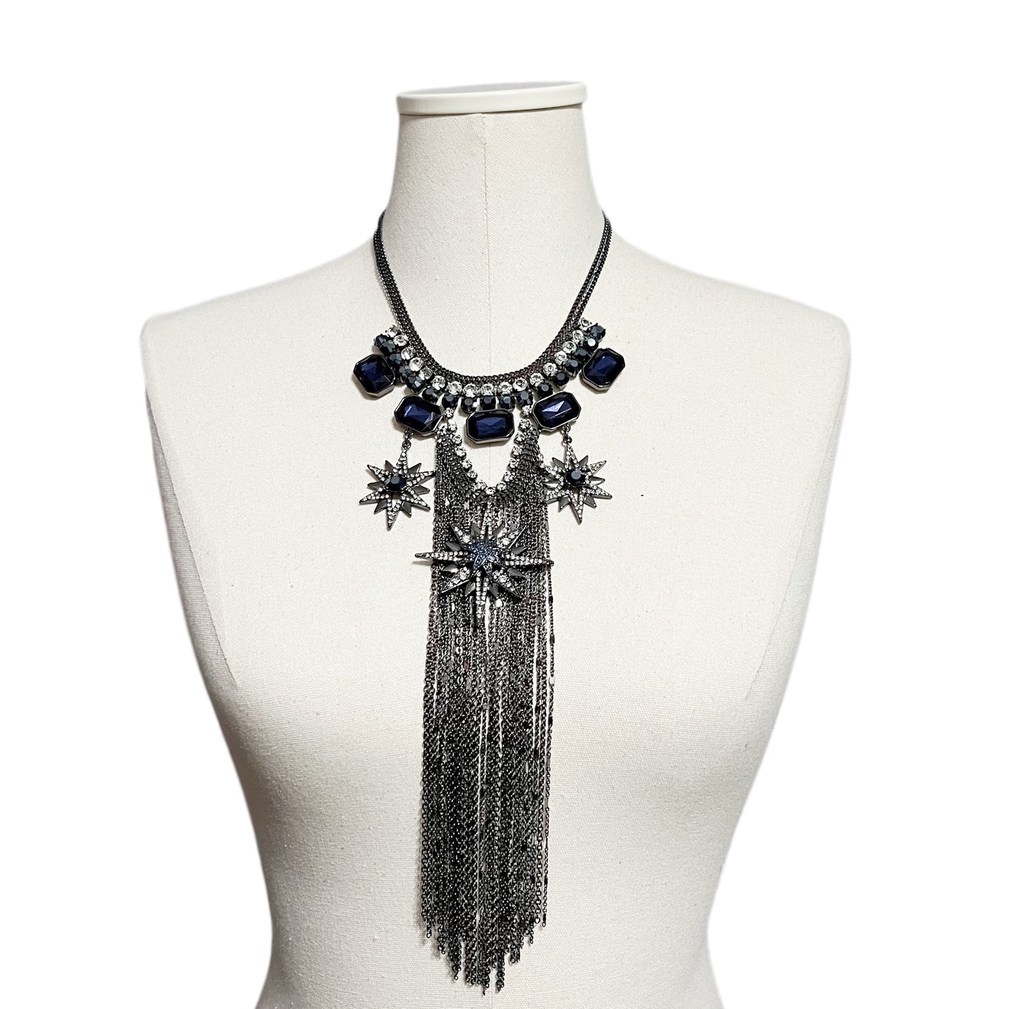 White House Black Market Gunmetal Gray Stars Necklace