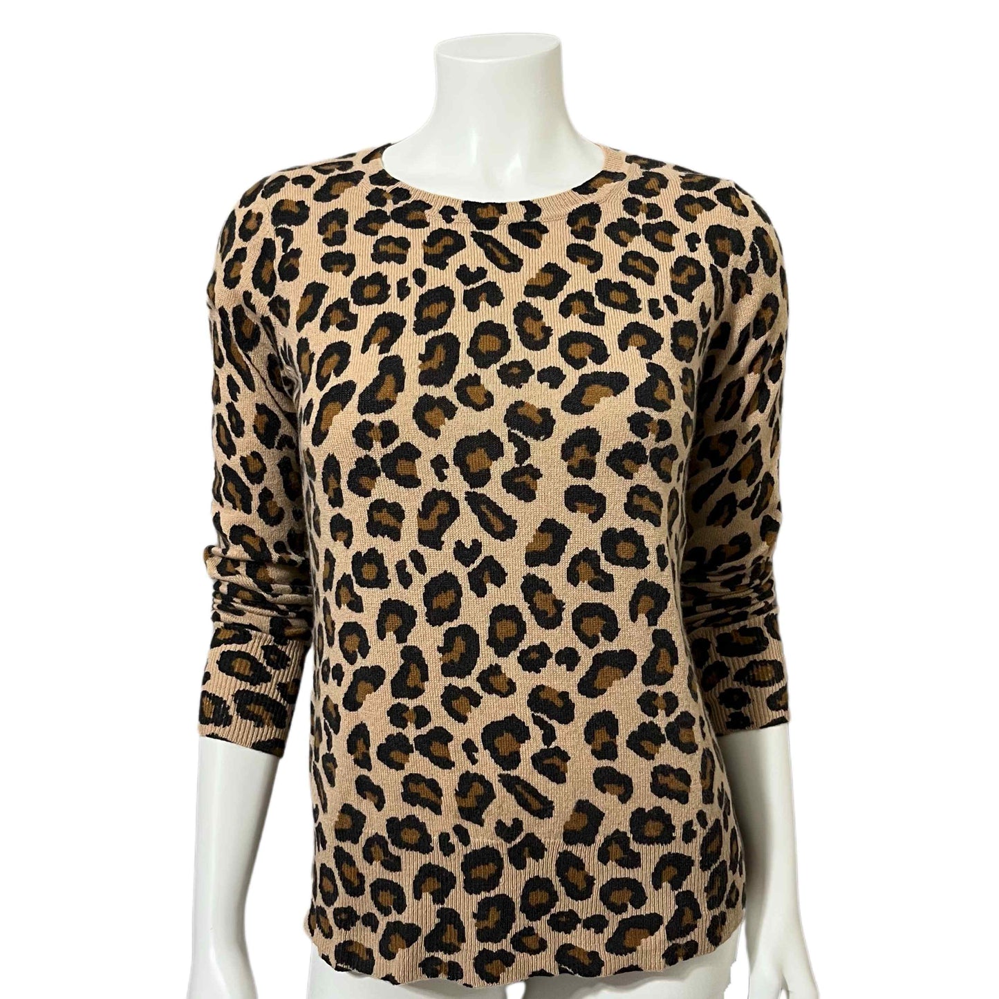 Cashmere Cynthia Rowley Leopard Print Crewneck Sweater Sz-Small