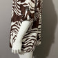 Jones New York Brown Linen Zebra Print Shirt Sz- Small/Medium
