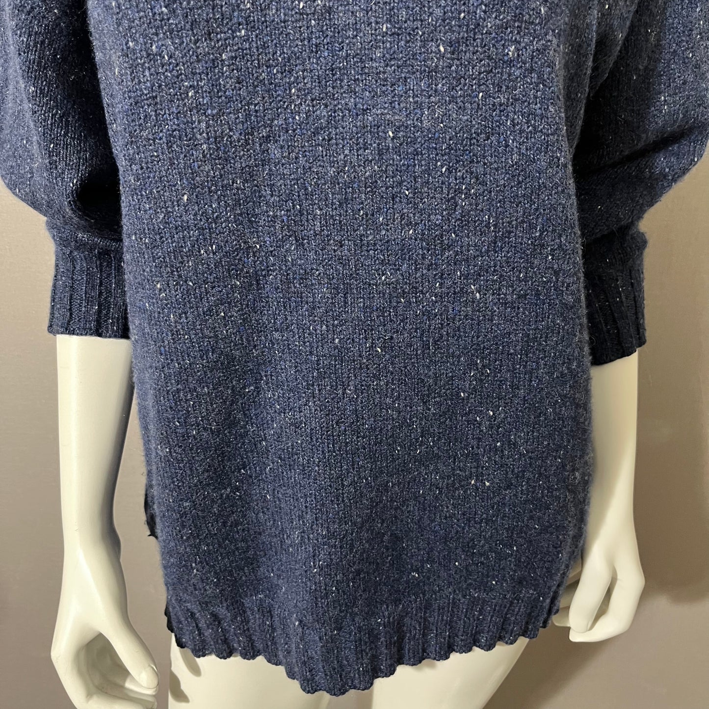 Johnstons Cashmere Blue Marled Chunky Turtleneck Sweater Sz-Lg-XL