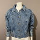 Denim Cropped Rare Snap Button 100% Cotton Jacket Sz-Large