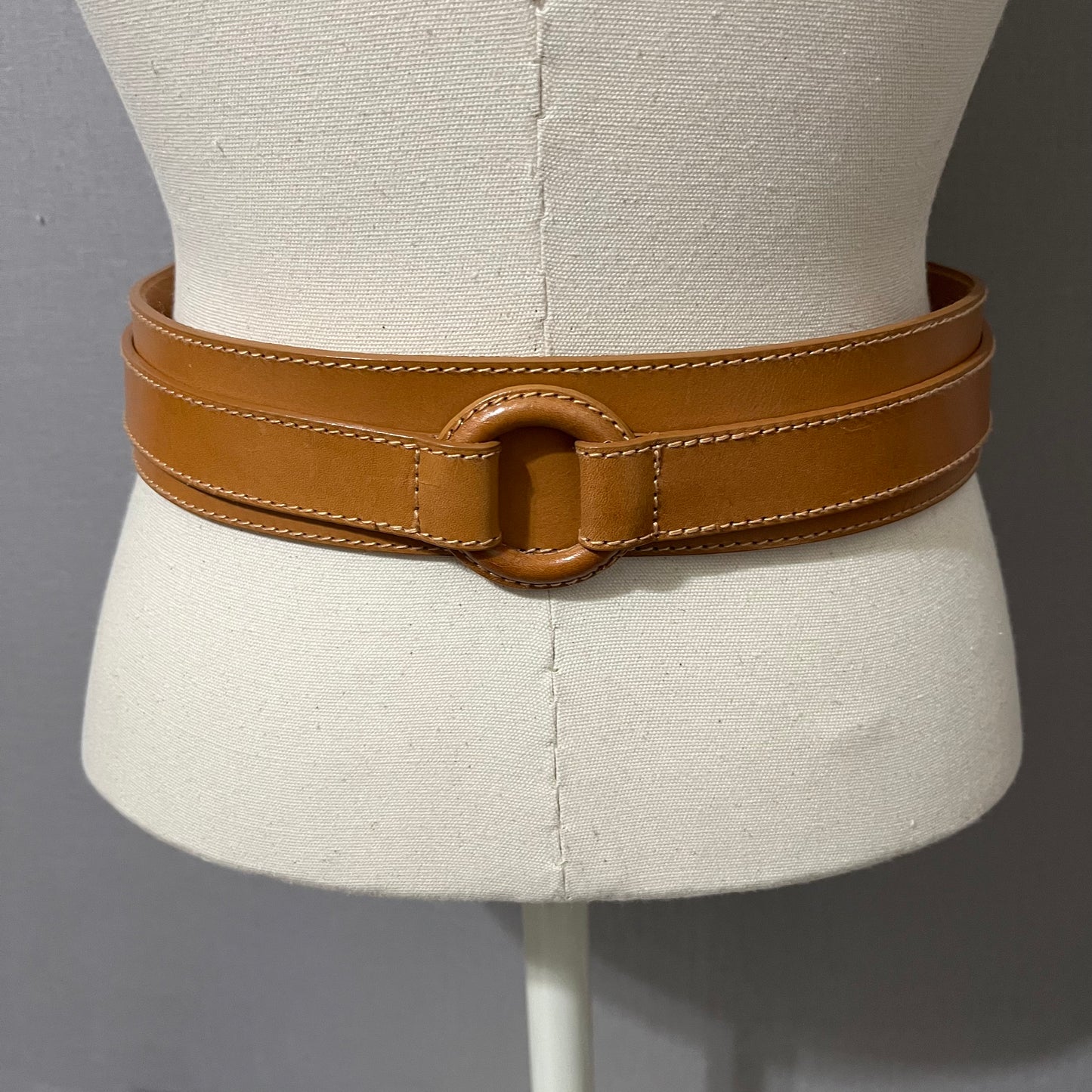 Vintage Anne Klein Camel Brown Genuine Leather Belt Sz-Large