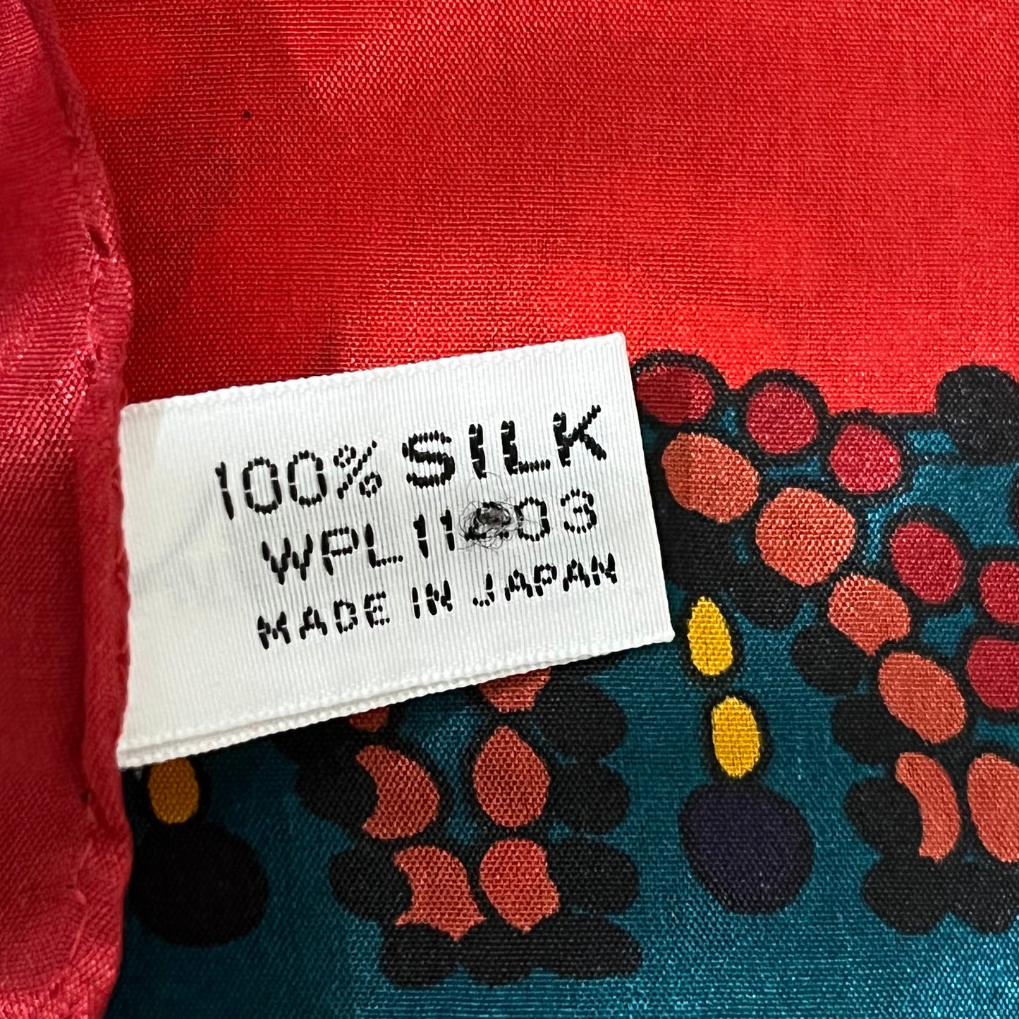 Red/Green/Yellow 100% Silk Made In Japan Scarf