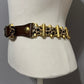 Vintage Doppia Vita Leopard Calf Hair Gold Tone Links Leather Belt Sz-OS
