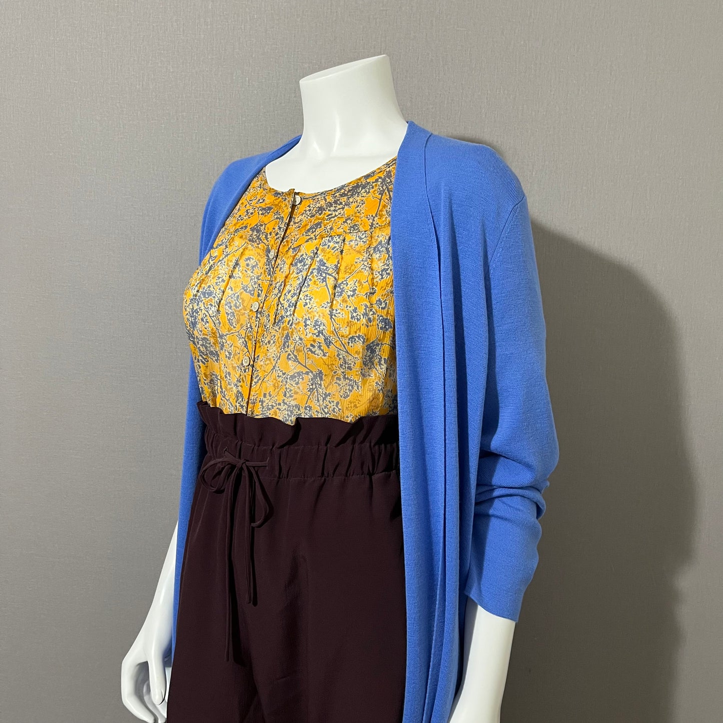 Sundance Yellow | Blue Floral Silk Botton Up Blouse Sz-Large