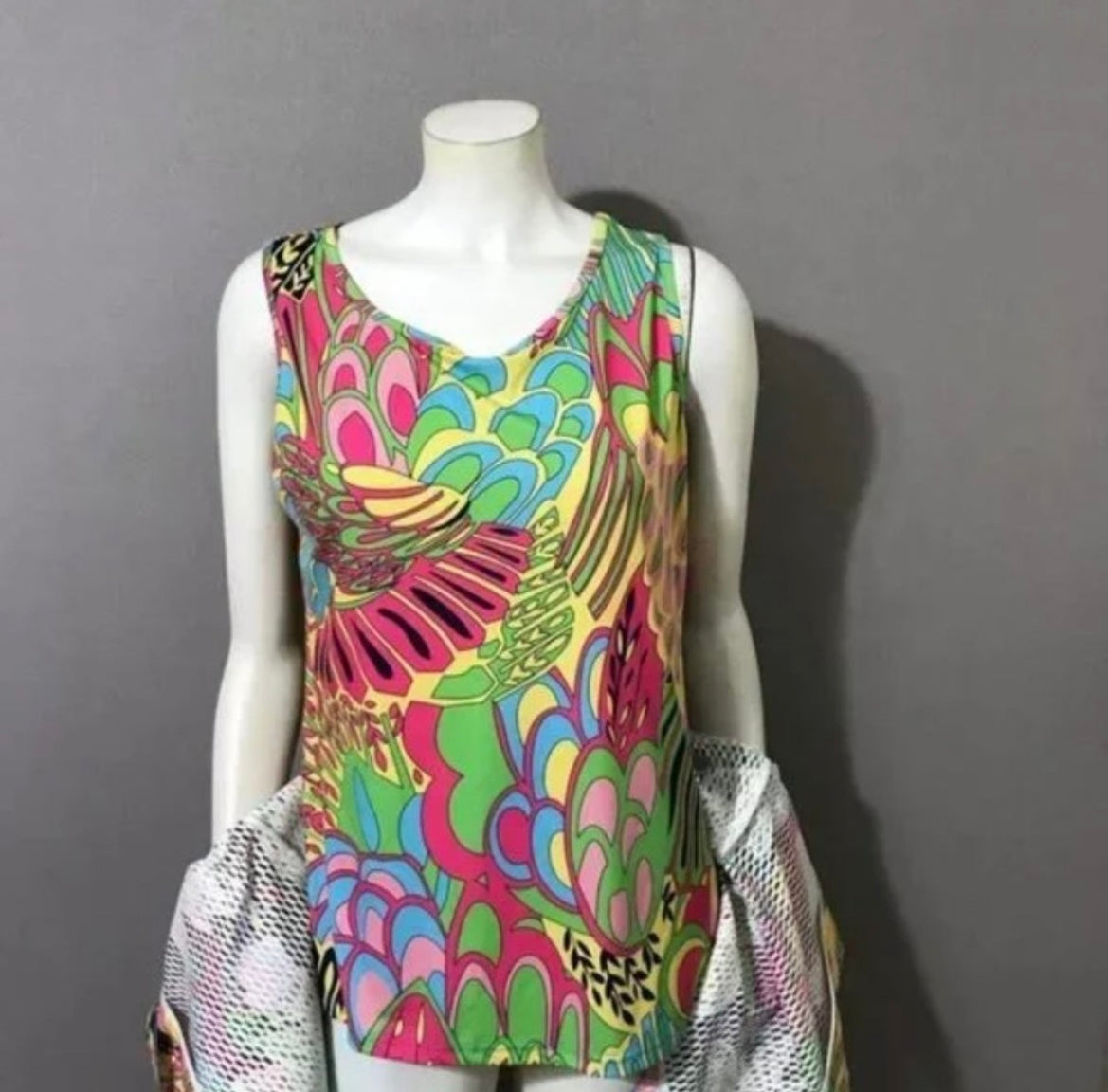 Pleats Collection Multicolored Artsy Tank & Jacket Sz-Medium