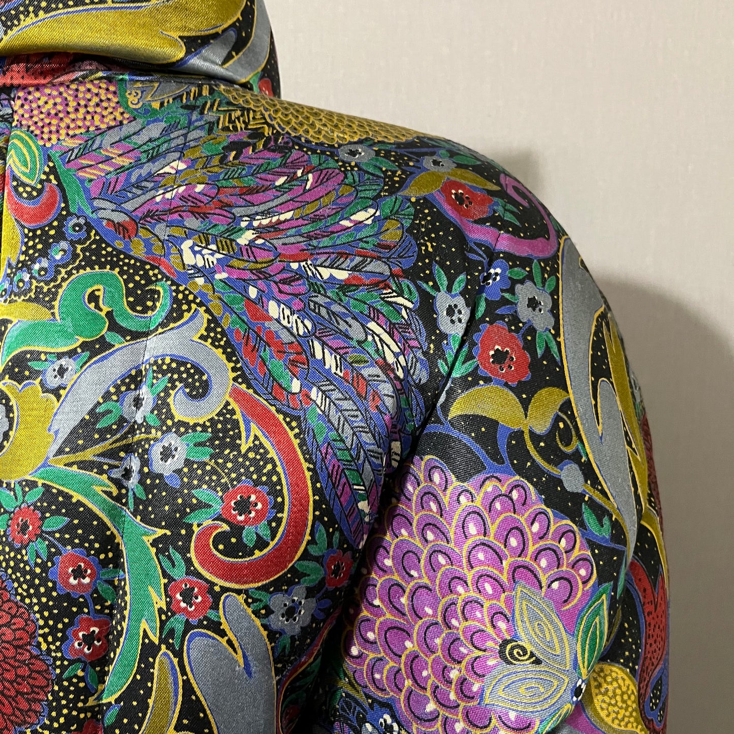Vintage Bill Blass Paisley Peacock Feather Down Winter Coat Sz-Medium