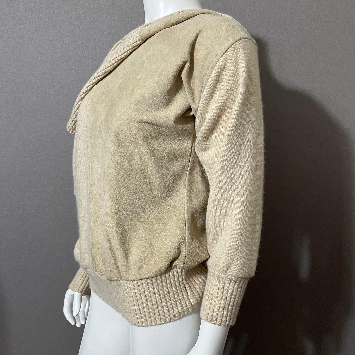 Vintage Lambswool / Angora / Suede Leather Turtleneck Sweater Sz-Medium