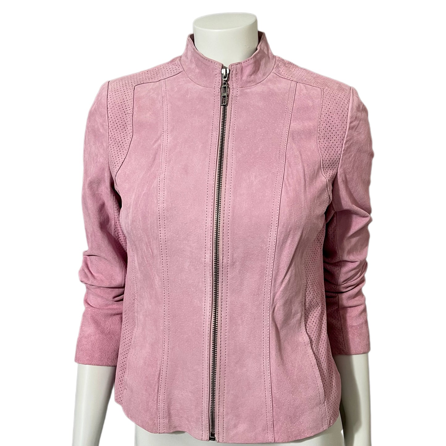 Vintage Pink Suede Leather Jacket Sz-Xtra Small
