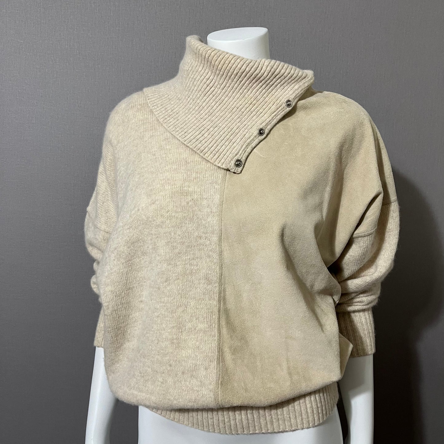 Vintage Lambswool / Angora / Suede Leather Turtleneck Sweater Sz-Medium