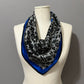Coach Signature Blue/Silver/Black Animal Print Silk Scarf