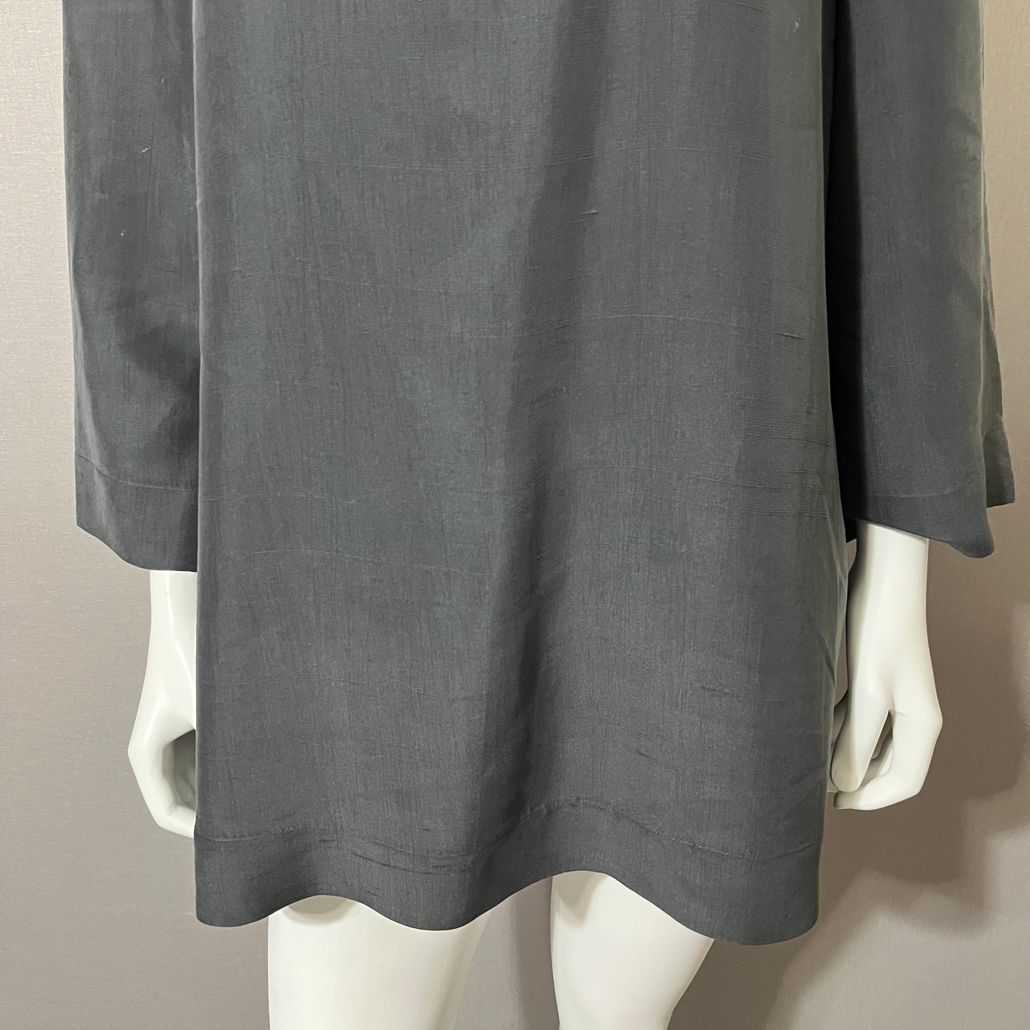 Eileen Fisher Slate Gray Silk Tunic Top Sz-Large